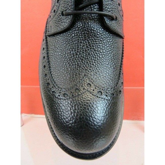 ROBERTO CAVALLI BLACK GRAINED LEATHER LOGO BROGUE COMBAT BOOTS 44.5 / 11.5 ITALY main image 8